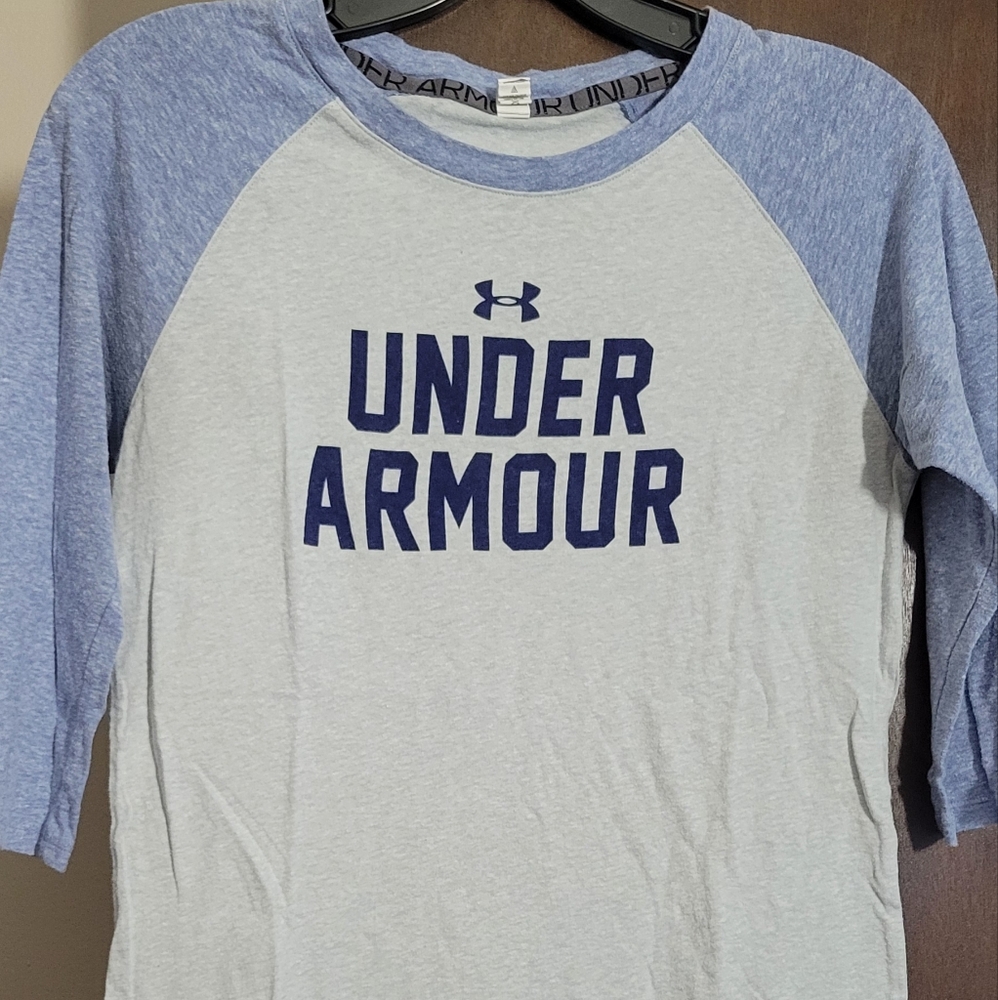 Under Armour Light Gray and Blue Raglan Tee